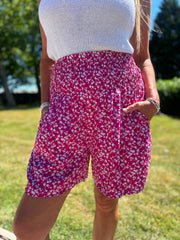 Lipstick Pink Ditsy Floral Shorts Lyra