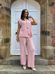 Pink Textured Sleeveless Top Corrina