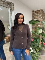 Chocolate Soft Knit Cardi Kesha