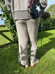 Mocha Bubble Cotton Trousers