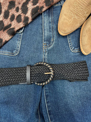 Black Weave Gold Buckle Belt