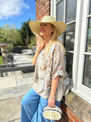 Mocha Watercolour Paisley Top Nicole