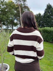Chocolate Stripe Collared Knit Anita