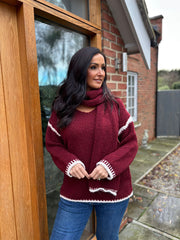 Wine Blanket Stitch Two Piece Knit Leanne