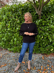 Black Sleeve Detail Knit Top Julia