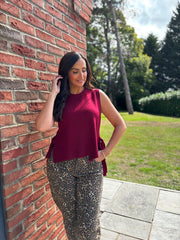 Wine Tie Detail Knitted Tank Lola