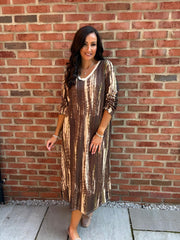 Green Brushstroke Shimmer Dress Freya