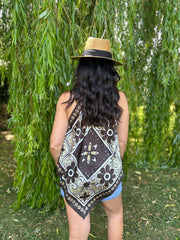 Chocolate Artistic Floral Print Top Adelaide