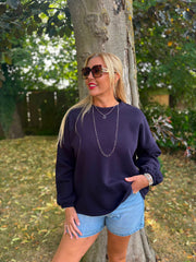 Navy Premium Good Vibes Sweatshirt Alya