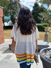 White Striped Hem Loose Knit Jenna