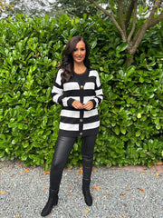Monochrome Stripe Cardigan Chloe