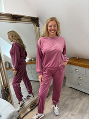 Pink Velour Leisure Set Amelia