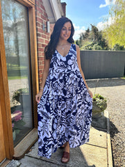 Navy Floral Sleeveless Dress Eira