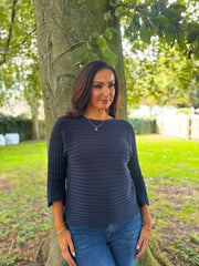 Navy Ribbed Knit Kia