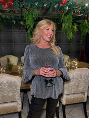 Silver Frill Sleeve Shimmer Top Pamela