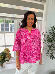 Lipstick Flower Pattern Top Mercy
