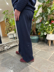 Navy Diamante Seam Front Trousers Nina