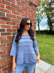 Denim Lace Stripe Top India