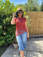 Rust Lace Hem Top Yasmin