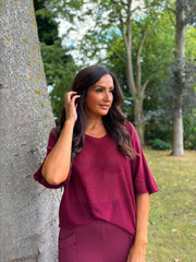 Wine Reverse Seam Knit Georgina