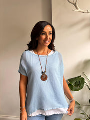 Blue Layered Net Top Elise