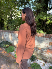 Tan Buttoned Tie Top Kacey