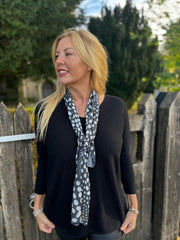 Black Ribbed Knit Scarf Two Piece Jo