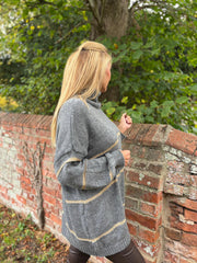 Grey Striped Roll Neck Knit Rachel