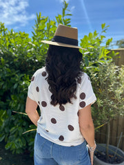 Cream Polka Dot Tie Front Blouse Tiana
