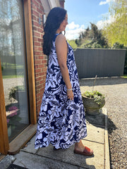 Navy Floral Sleeveless Dress Eira