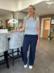 Navy Wide Leg Magic Trousers