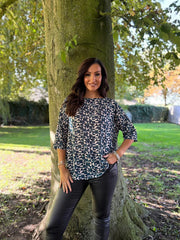 Teal Geometric Print Top Ayla