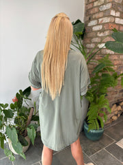 Khaki Crochet Trim Dress Sabrina