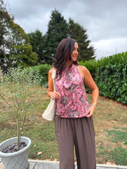 Pink Paisley Halter Neck Top Jessie