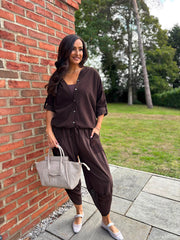 Chocolate Soft Cord Hooded Jacket Trina