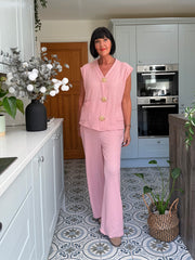 Pink Textured Sleeveless Top Corrina