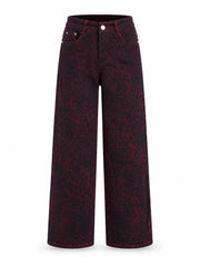 Wine Leopard Wide Leg Jeans