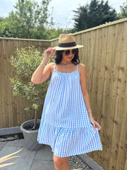 Denim Gingham Sun Dress Lauren