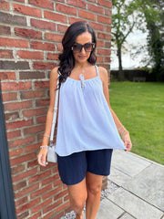 White Bubble Cotton Tie Detail Vest Miley