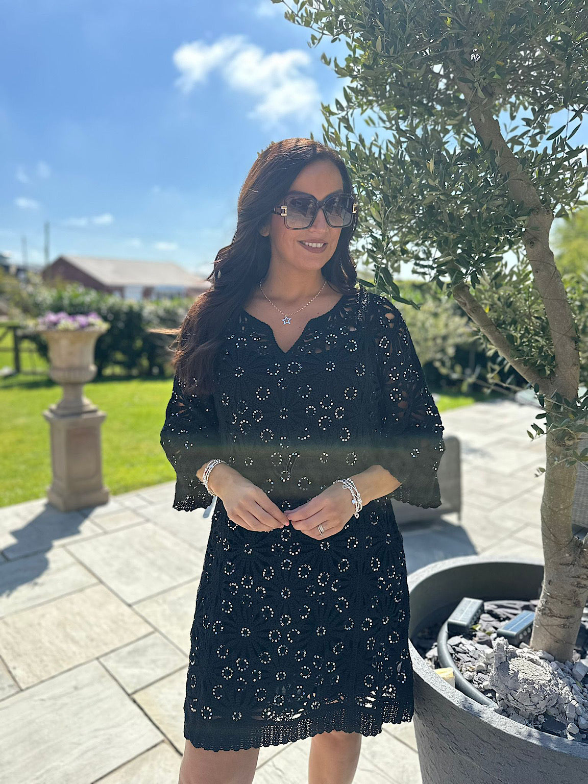 Black Sequin Crochet Dress Zara  Tillett's