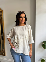 Stone Distressed Floral Top Danica