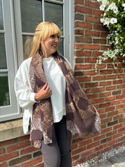 Chocolate Abstract Circle Print Scarf