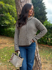 Chocolate Striped Zip Knit April