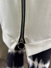 Winter White Longline Zip Sweatshirt Millie