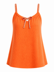 Orange Bubble Cotton Tie Detail Vest Miley