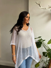 White Open Weave Knit Peyton