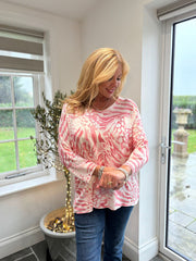 Coral Multi Animal V Neck Top Amy