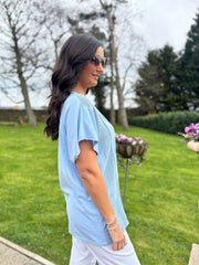 Denim Net Side Panel Top Willow