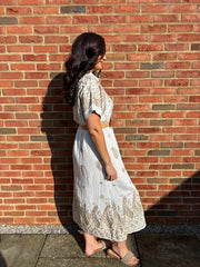 Gold Embroidered Shirt Dress Aspen