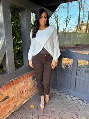 Winter White Knitted Wrap Jumper Nell